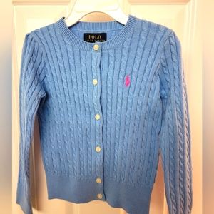 Polo Cable Cotton Cardigan Sweater